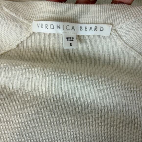 Veronica Beard Pearson Merino Wool Sweater Size Small Oatmeal Beige Button - Picture 4 of 12